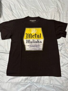 Metal Mulisha Black Tee with Yellow and White Crest Graphic